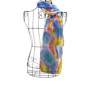 Rainbow Sheer Silk Scarf Colorful Pride St Patrick’s Day Tie Dyed Style
